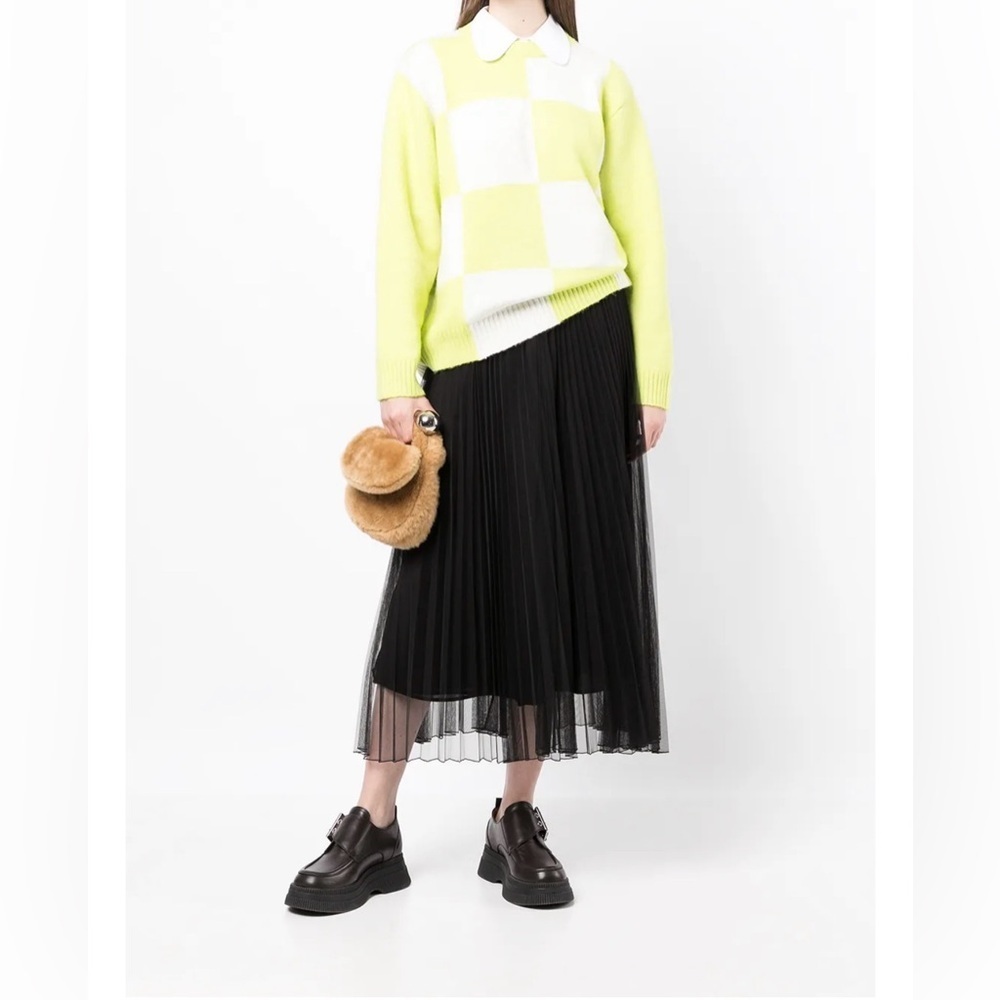 Baum und Pferdgarten Oversized Check Sweater Yellow White Wool Blend